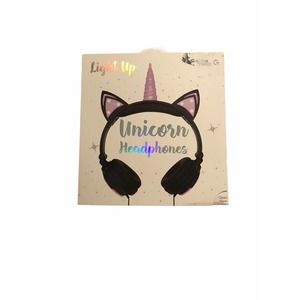 GabbaGoods Premium LED Light Up Unicorn Comfort Padded Headphones - Black